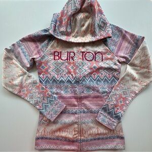 Burton Pink Hooded Fleece Winter Ski‎ Coat Jacket Full Zip Women’s XS Pockets